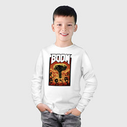 Лонгслив хлопковый детский DOOM BOOM, цвет: белый — фото 2