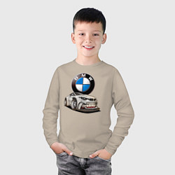 Лонгслив хлопковый детский BMW оскал, цвет: миндальный — фото 2