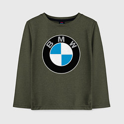 Лонгслив хлопковый детский BMW, цвет: меланж-хаки