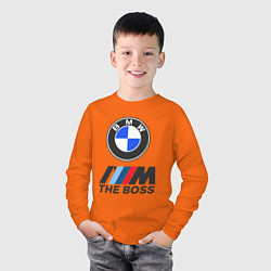 Лонгслив хлопковый детский BMW BOSS, цвет: оранжевый — фото 2