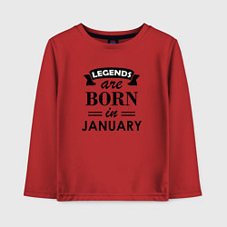Лонгслив хлопковый детский Legends are born in january, цвет: красный