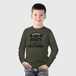 Лонгслив хлопковый детский Legends are born in december, цвет: меланж-хаки — фото 2