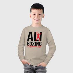 Лонгслив хлопковый детский Muhammad Ali, цвет: миндальный — фото 2