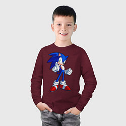 Лонгслив хлопковый детский SONIC, цвет: меланж-бордовый — фото 2