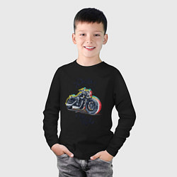 Лонгслив хлопковый детский Мотоцикл, цвет: черный — фото 2