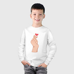 Лонгслив хлопковый детский Корейское сердечко, цвет: белый — фото 2