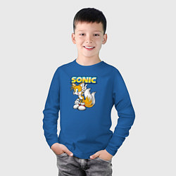 Лонгслив хлопковый детский Sonic, цвет: синий — фото 2