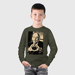 Лонгслив хлопковый детский Ленин Oko, цвет: меланж-хаки — фото 2