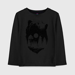 Лонгслив хлопковый детский Bear, цвет: черный