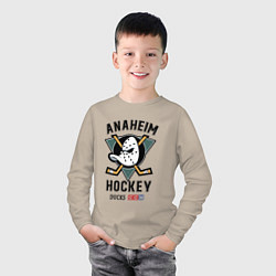 Лонгслив хлопковый детский ANAHEIM DUCKS, цвет: миндальный — фото 2