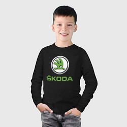 Лонгслив хлопковый детский Skoda, цвет: черный — фото 2