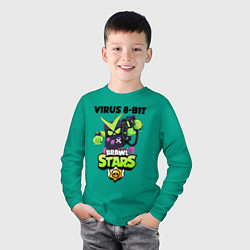 Лонгслив хлопковый детский BRAWL STARS VIRUS 8-BIT, цвет: зеленый — фото 2
