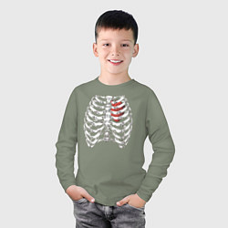 Лонгслив хлопковый детский Skeleton, цвет: авокадо — фото 2