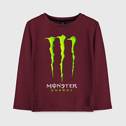 Лонгслив хлопковый детский MONSTER ENERGY, цвет: меланж-бордовый