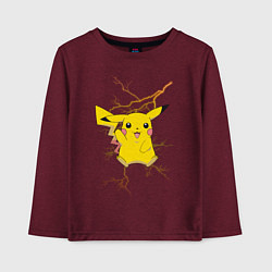 Лонгслив хлопковый детский Pikachu, цвет: меланж-бордовый