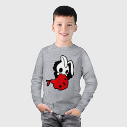 Лонгслив хлопковый детский Заяц ест сердце, цвет: меланж — фото 2