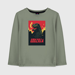 Лонгслив хлопковый детский Godzilla, цвет: авокадо