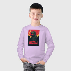 Лонгслив хлопковый детский Godzilla, цвет: лаванда — фото 2