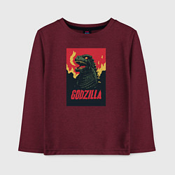 Лонгслив хлопковый детский Godzilla, цвет: меланж-бордовый