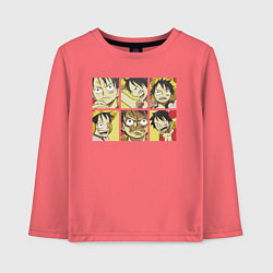 Лонгслив хлопковый детский Monkey D Luffy, цвет: коралловый