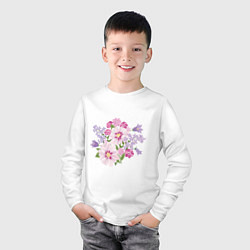 Лонгслив хлопковый детский Полевые цветы, цвет: белый — фото 2