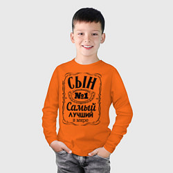 Лонгслив хлопковый детский Самый лучший сын, цвет: оранжевый — фото 2