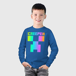 Лонгслив хлопковый детский MINECRAFT CREEPER, цвет: синий — фото 2