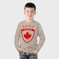Лонгслив хлопковый детский Canada: 4 Stars, цвет: миндальный — фото 2