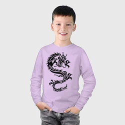 Лонгслив хлопковый детский Дракон орнамент, цвет: лаванда — фото 2