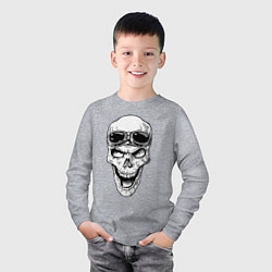 Лонгслив хлопковый детский Skull and glasses, цвет: меланж — фото 2