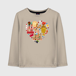 Лонгслив хлопковый детский LOVE RUSSIA, цвет: миндальный