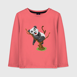 Лонгслив хлопковый детский Смешная панда, цвет: коралловый