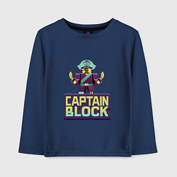 Лонгслив хлопковый детский Roblox Captain Block Роблокс, цвет: тёмно-синий