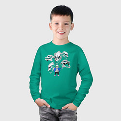 Лонгслив хлопковый детский Sans Санс, цвет: зеленый — фото 2
