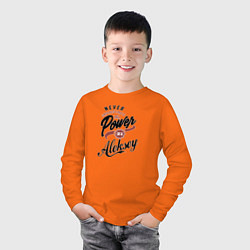 Лонгслив хлопковый детский Недооценивай силу Алексея, цвет: оранжевый — фото 2