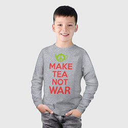 Лонгслив хлопковый детский Make tea not war, цвет: меланж — фото 2
