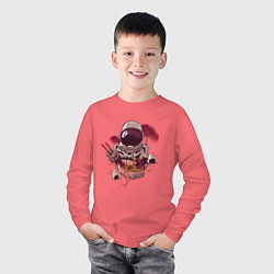 Лонгслив хлопковый детский Astronaut Ramen, цвет: коралловый — фото 2