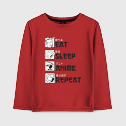 Детский лонгслив Eat Sleep Anime Repeat