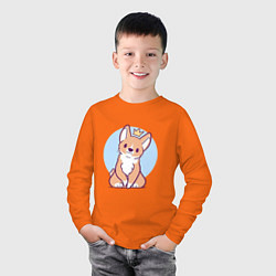 Лонгслив хлопковый детский Милый щенок, цвет: оранжевый — фото 2