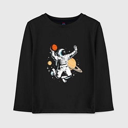 Лонгслив хлопковый детский Space bascetball, цвет: черный