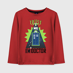 Лонгслив хлопковый детский Trust me, i'm doctor who, цвет: красный