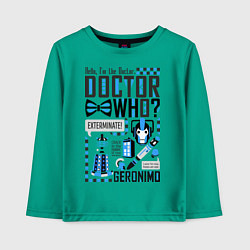 Лонгслив хлопковый детский Hello, i'm the Doctor, цвет: зеленый
