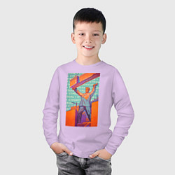 Лонгслив хлопковый детский Советский строитель, цвет: лаванда — фото 2