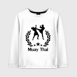 Лонгслив хлопковый детский Muay Thai: High Kick, цвет: белый