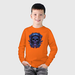 Лонгслив хлопковый детский Череп Байкера, цвет: оранжевый — фото 2