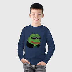 Лонгслив хлопковый детский Pepe в очках EZ, цвет: тёмно-синий — фото 2