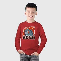 Лонгслив хлопковый детский Among Us Sabotage, цвет: красный — фото 2