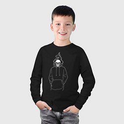 Лонгслив хлопковый детский Скелет в худи, цвет: черный — фото 2