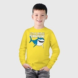Лонгслив хлопковый детский Im A Nice Shark, цвет: желтый — фото 2