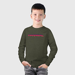 Лонгслив хлопковый детский Hannibal, цвет: меланж-хаки — фото 2
